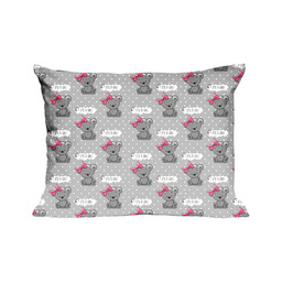 Karo Poszewka bawełniana 50x60 556K misie szara różowa