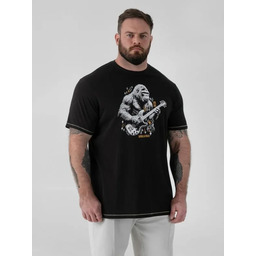T-shirt Męski z Gorylem Czarny MACFARLAN-D555 Duże Rozmiary