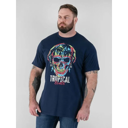 T-shirt Męski Wakacyjny Granatowy LINTON-D555 Duże Rozmiary