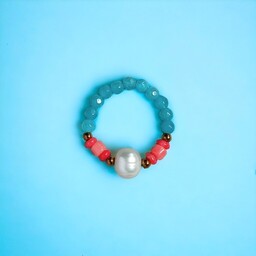 Pakamera Pierścionek : summer :: perła, koral, jadeit