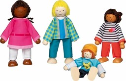 Laleczki drewniane rodzina wielokulturowa Goki 51463 do domku