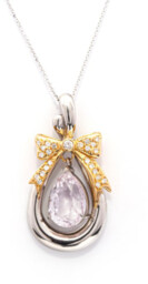 Platynowy wisior próby 0,900 z kunzytem 6,76 ct