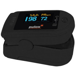 Pulsoksymetr napalcowy PULOX PO-200A z alarmem czarny ->
