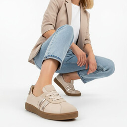 Armodo Trampki damskie, z łączonych materiałów ze skórą