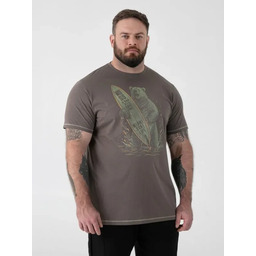 T-shirt Męski z Niedźwiedziem Khaki AUSTIN-D555 Duże Rozmiary