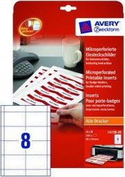 Identyfikatory z mikroperforacją Avery Zweckform; A4, 20 ark./op.,