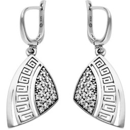 Srebrne kolczyki 925 eleganckie wiszące z cyrkoniami grecki