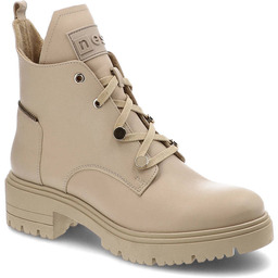 Nessi Beżowe Botki Damskie Modne Obuwie Skórzane