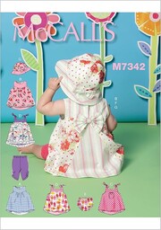 Mccall''s Patterns 7342 YA5, sukienki dla niemowląt, majtki,