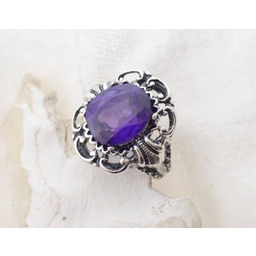 Srebrny Pierścionek z Ametystem Brazylijskim