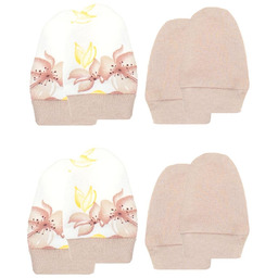 4-pak Niemowlęce rękawiczki niedrapki bawełniane Kwiaty Nicol,r.ONESIZE
