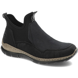 Rieker Czarne Botki Modne Wsuwane Obuwie Damskie