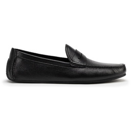 Męskie półbuty slip-on ze skóry naturalnej czarne