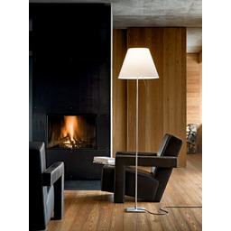Lampa Podłogowa Luceplan, ściemnialny, pudrowy róż, salon, aluminium