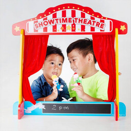 Drewniany teatrzyk kukiełkowy, "Twój czas", BJ339-Bigjigs Toys, zabawy