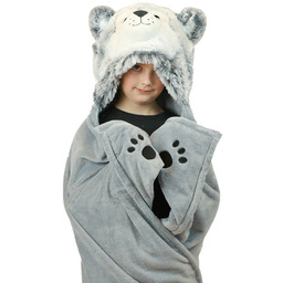 Piesek Husky Kocyk z kapturem dla dzieci Cozy
