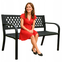 Ławka ogrodowa metalowa ławeczka 120 cm parkowa czarna