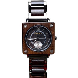 Zegarek drewniany Niwatch- Kwadratowa tarcza, drewno Heban
