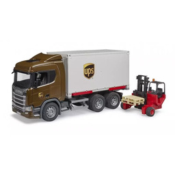 Pojazdy Scania 560R Kontener Ups z wózkiem widłowym.