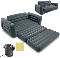 Materac dwuosobowy, sofa, Intex, 224x203x66 cm, czarny