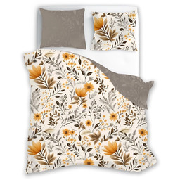 Pościel bawełniana w pomarańczowe kwiaty PER-189