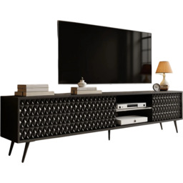 Edinos Premium Czarna ryflowana szafka pod telewizor 175