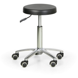 Taboret roboczy PUR, okrągłe siedzisko, uniwersalne kółka