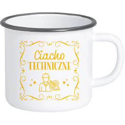 Ciacho techniczne - kubek emaliowany na prezent
