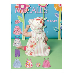 Mccall''s Patterns 7342 YA5, sukienki dla niemowląt, majtki,