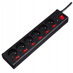 Hama Listwa Zasilająca 6 Gn 1,4m+OSOBNE Wyłączniki