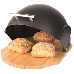 Chlebak drewniany Vader z plastikową pokrywą czarny AMBITION