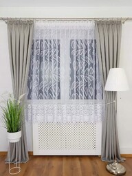 firana z haftem gipiura do salonu 400x180cm Firana