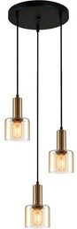 Italux Salonowa lampa wisząca Santia PND-65342-3A-BRO+AMB szklana