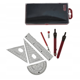 Zestaw Szkolny Geometryczny 10 Elementów Cyrkiel Ekierka Linijka