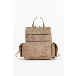 Średni plecak z efektem odwróconej skóry