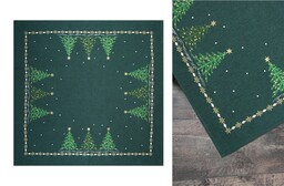 Greno Obrus 85x85 zielony świąteczny choinki 1196-G