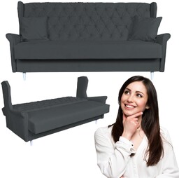 Duża KANAPA sofa rozkładana wersalka USZAK ciemnoszara GAJA