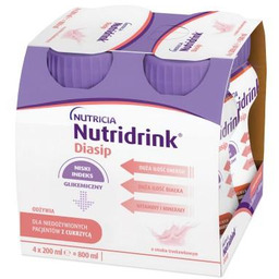 Nutridrink Diasip o smaku truskawkowym, 4 x 200