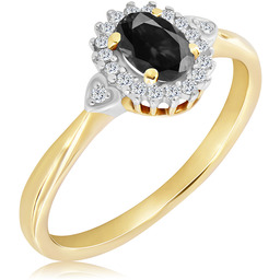 Pierścionek zaręczynowy dwukolorowy z czarnym onyksem 0.68 ct