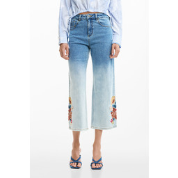 Dżinsowe spodnie culotte z haftami