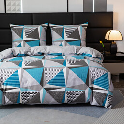 Pościel z satyny bawełnianej dwustronna w geometryczny wzór