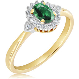Pierścionek zaręczynowy dwukolorowy ze szmaragdem 0.52 ct -