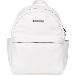 Biały mały skórzany plecak damski elegancki plecaczek A5