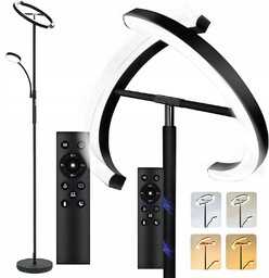 Lampa Stojąca Led Podłogowa Czarna do Salonu