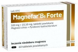 Magnefar B6 Forte, Leczy niedobory magnezu, 60 tabl.