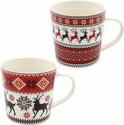 Dekohelden24 Porcelanowe kubki bożonarodzeniowe  jeleń  zestaw