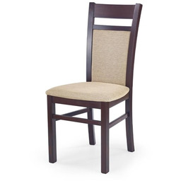 Krzesło do jadalni drewniane tapicerowane beżowe / ciemny