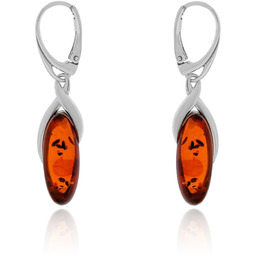 Srebrne kolczyki z bursztynem bigiel pr. 925