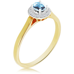 Pierścionek zaręczynowy dwukolorowy z akwamarynem 0.31 ct -