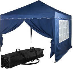 NIEBIESKI PAWILON OGRODOWY HANDLOWY 3x3M +2 ŚCIANY